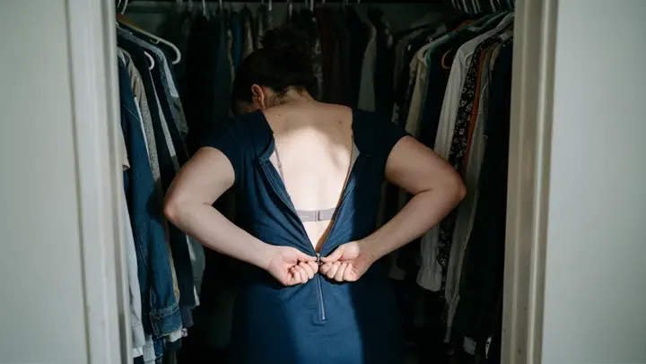 Getting dressed in the closet, in the dark
