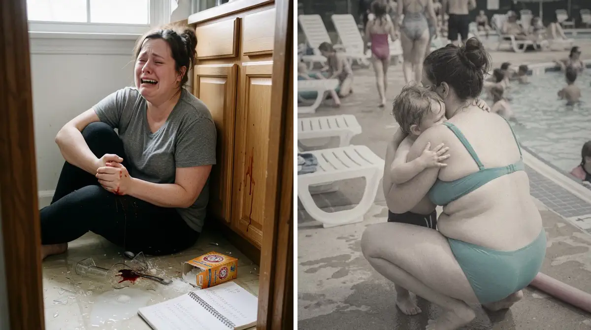 Rachel on the kitchen floor, and the afternoon at the pool she was remembering